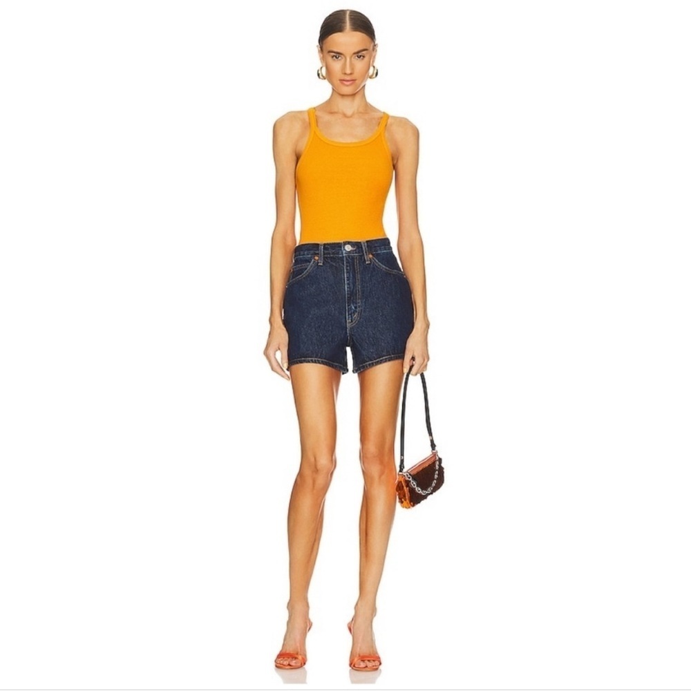 RE/DONE by Hanes Ribbed Tank Bodysuit in Tangerine Orange small NWT - Picture 4 of 7